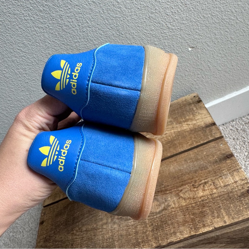 NWT adidas Gazelle Indoor Shoe Blue / Pure Sulfur / Gum Sneaker Mens sz 8.5 - Picture 6 of 8